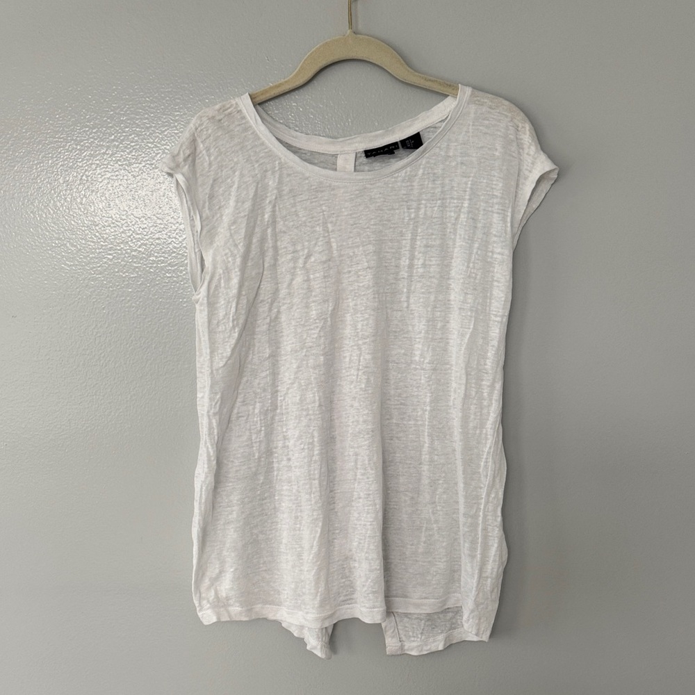 Talbots Women's Linen Button Back Basic Blouse Size S Summer Travel Sexy Fashion